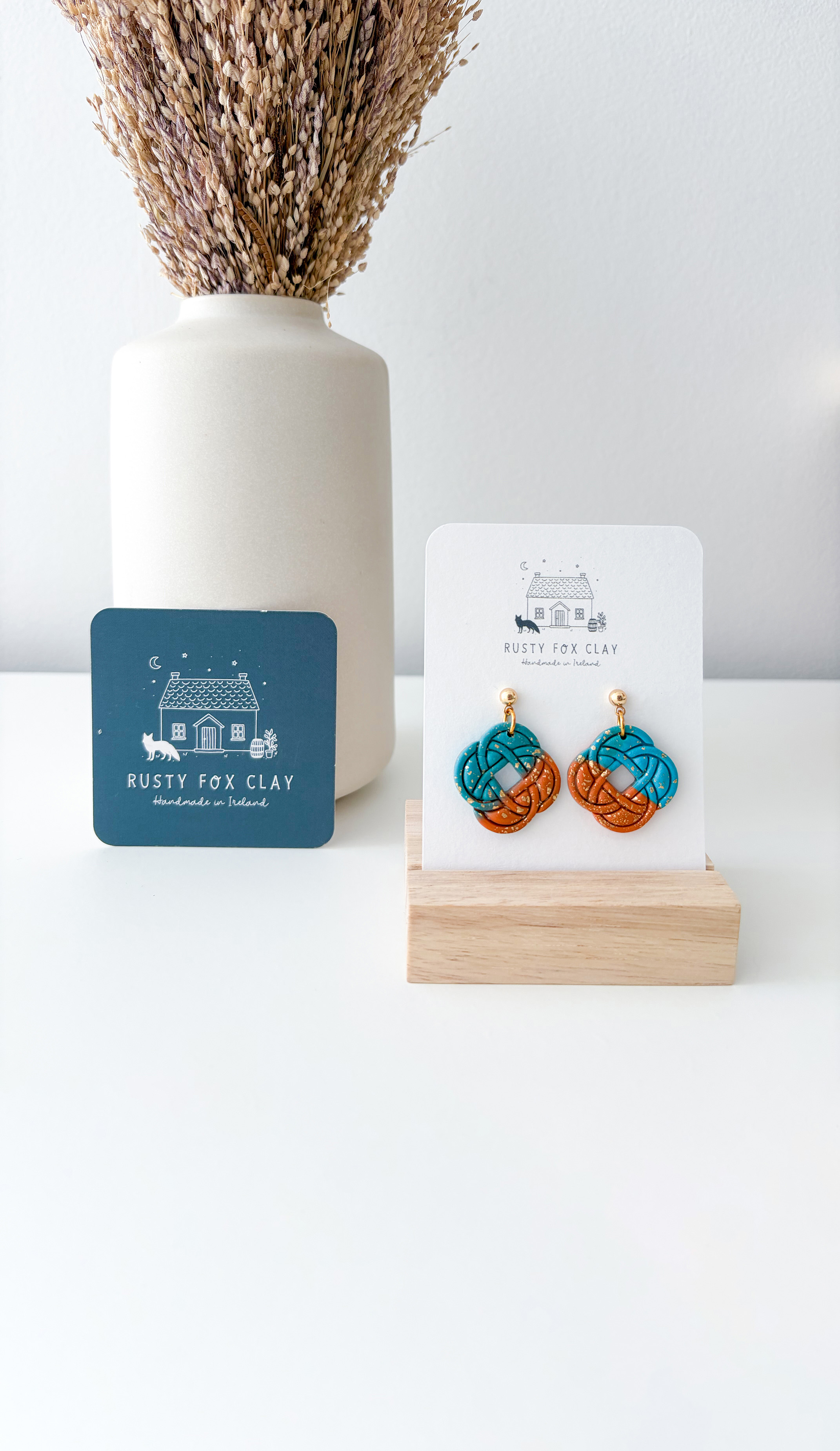 Celtic — handmade polymer clay earrings by Rusty Fox Clay