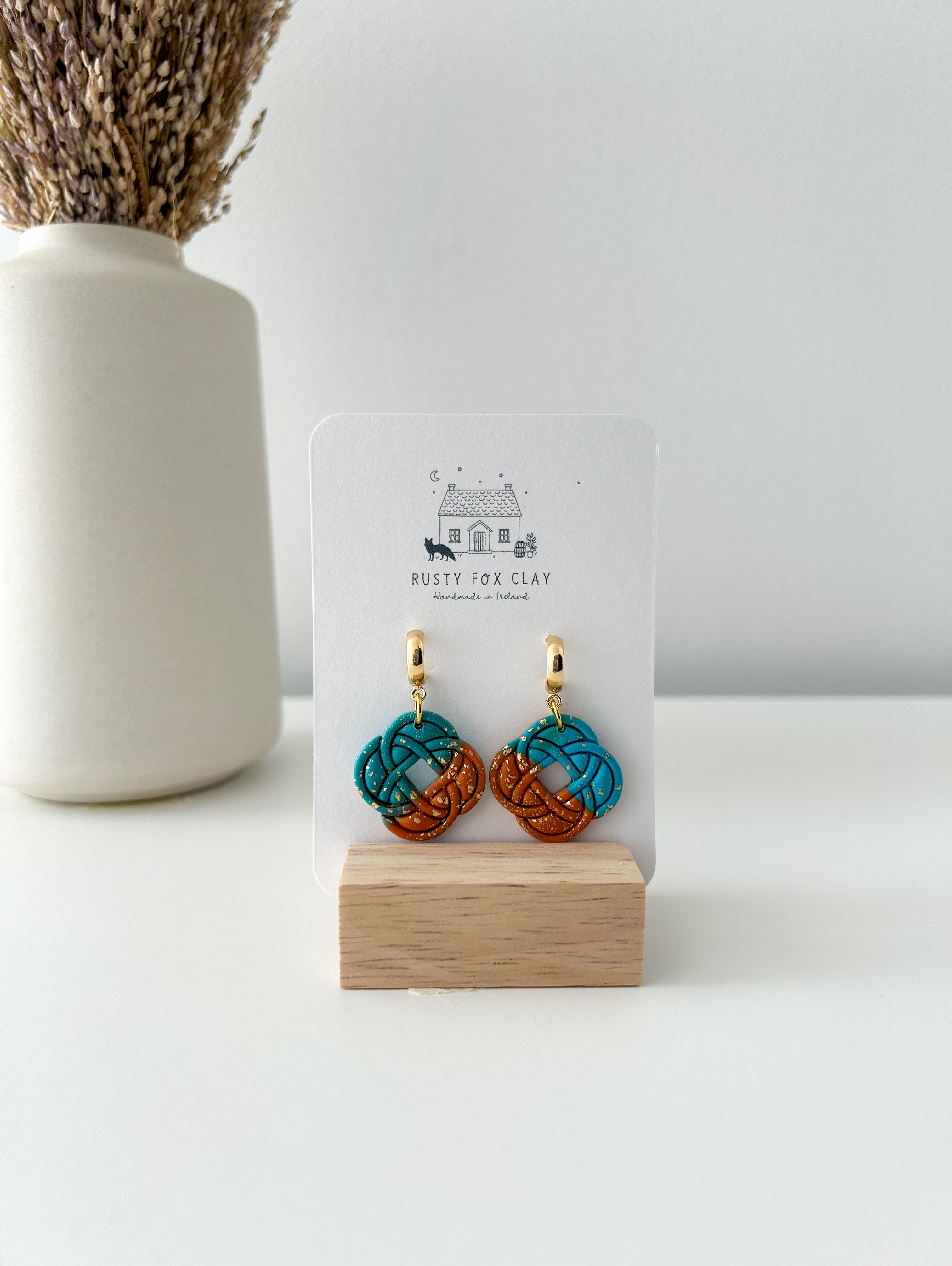 Celtic — handmade polymer clay earrings by Rusty Fox Clay